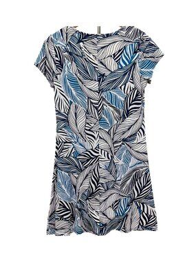 MSK Tropical Bontical Summer Dress Lightweight Short Sleeve Flowy Cruise Stretch